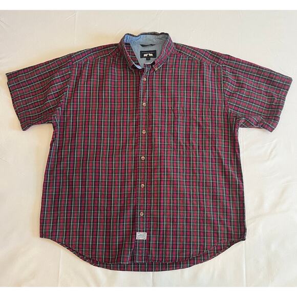 Woods & Gray Plaid Cotton Short-Sleeve Button Down - Size L - Picture 1 of 7